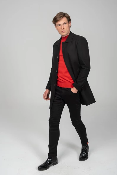 Erkek Kaşe Kumaşdan İçi Astarlı Klasik fit Kaşe Kaban - 2