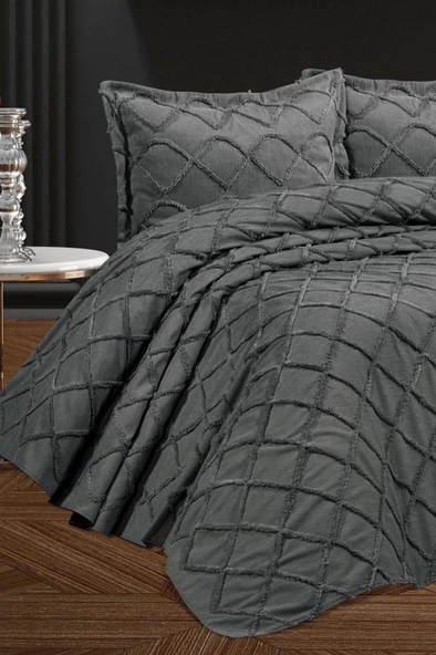 Berat 3 Parça Çift Kişilik Pike Takımı 240x260 Antrasit ürün görseli