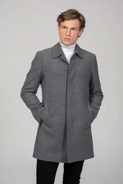 Erkek Kaşe Kumaşdan İçi Astarlı Klasik fit Kaşe Kaban - 7