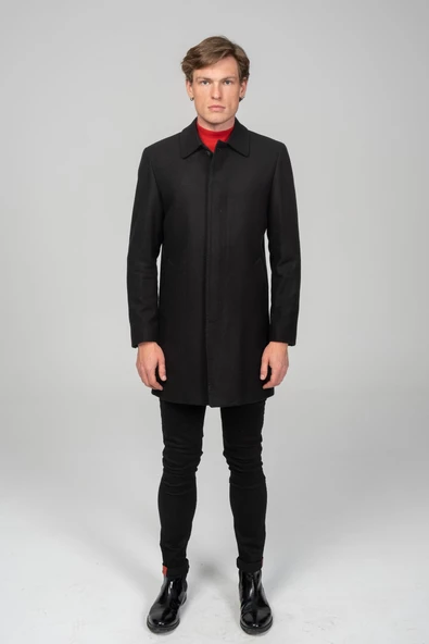 Erkek Kaşe Kumaşdan İçi Astarlı Klasik fit Kaşe Kaban - 3