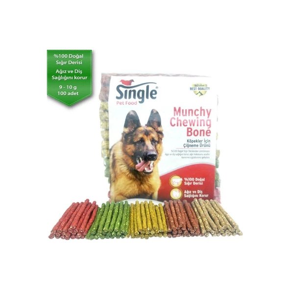 Single Munchy Çubuk Köpek Ödül Kemiği 12.5 cm 9-10gr 100 Adet