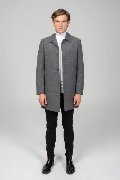 Erkek Kaşe Kumaşdan İçi Astarlı Klasik fit Kaşe Kaban - 9