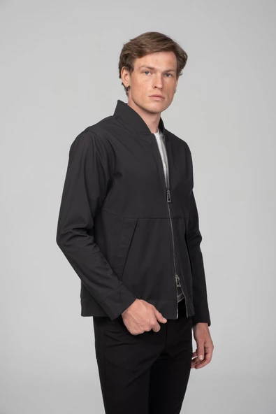 Erkek Teknolojık Kumaşdan Önü Çift Açılır Fermuar Detaylı Astarsız Bomber Mont - 6