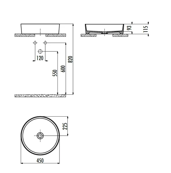 CREAVİT Loop Ø 45 cm Çanak Lavabo LP145-00CM CAPPUCINO Mat - 2