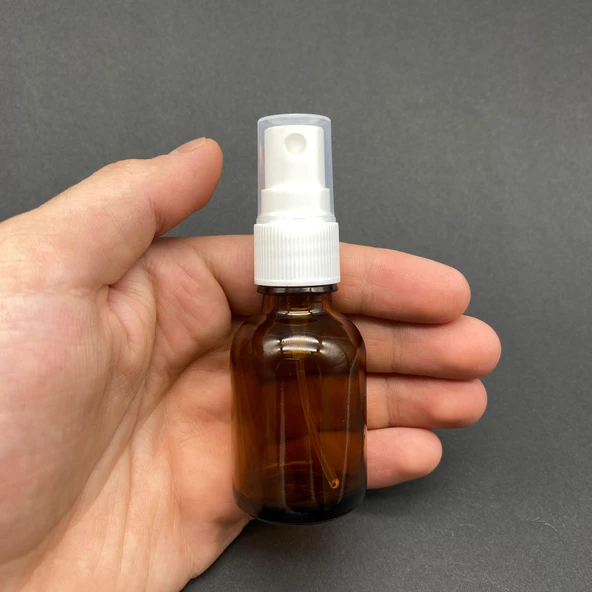 25 Ml Kahverengi Cam Şişe Beyaz Spreyli ,  25Cc Amber Spreyli Boş Şişe x 6 Adet ürün görseli