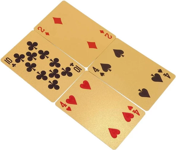 İskambil Kağıdı Altın Renk Plastik Parlak Su Geçirmez Poker Parti Oyun Kartı - 8