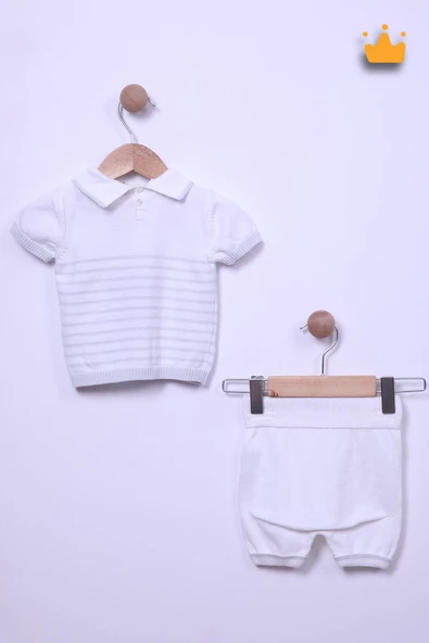 Triko %100 Pamuk Kısa Kol Şortlu Erkek Bebek Takım 5512 - 9