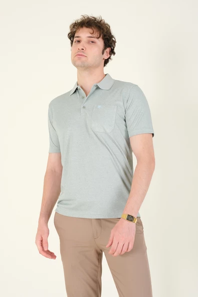 Erkek Polo Yaka Cepli T-Shirt Çağla - 4