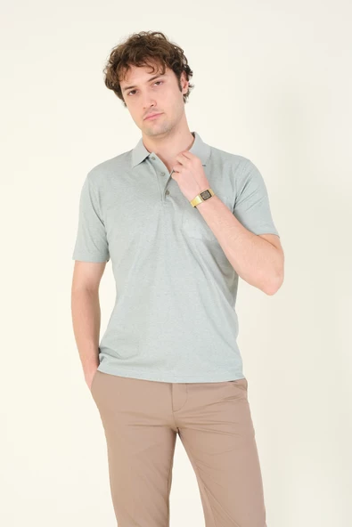 Erkek Polo Yaka Cepli T-Shirt Çağla - 2