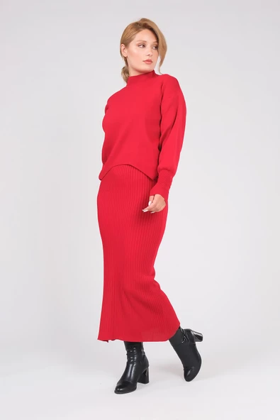 Kadın 2'li Jile Triko Takım Kırmızı - 2