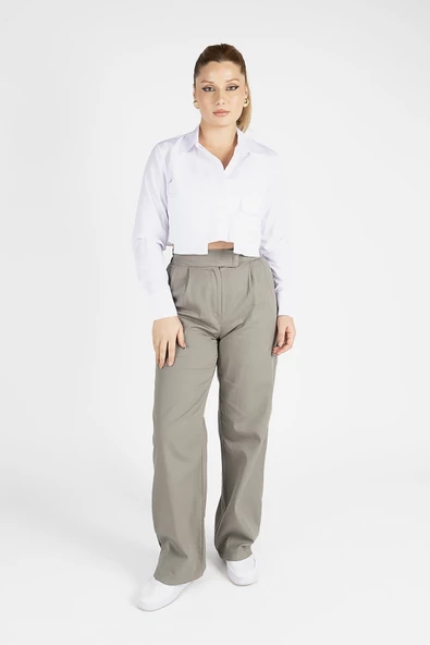 Kadın Crop Gömlek Beyaz - 2