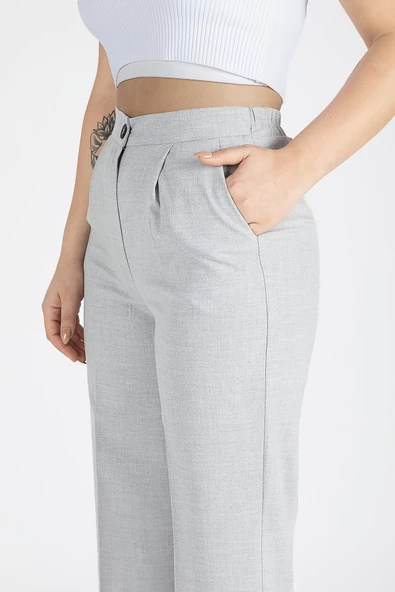 Kadın Bol Paça Pantolon Gri - 6