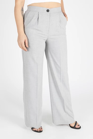 Kadın Bol Paça Pantolon Gri - 5