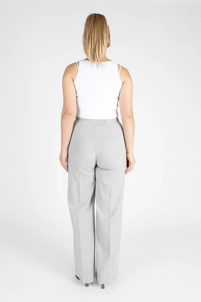 Kadın Bol Paça Pantolon Gri - 4