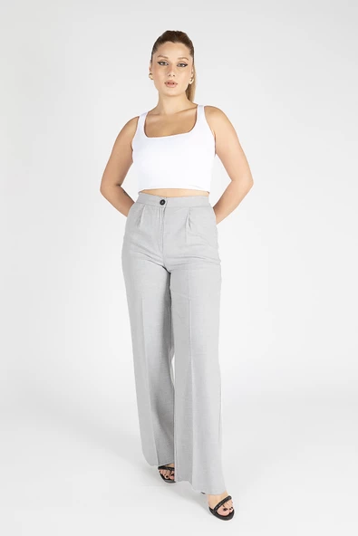 Kadın Bol Paça Pantolon Gri