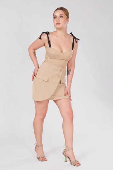 Kadın Bağlamalı Büstiyer Açık Camel - 4