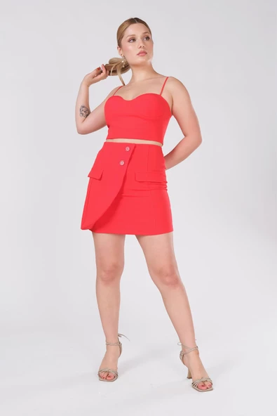 Kadın İp Askılı Büstiyer Kırmızı - 5