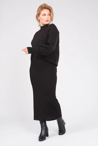 Kadın 2'li Jile Triko Takım Siyah - 2