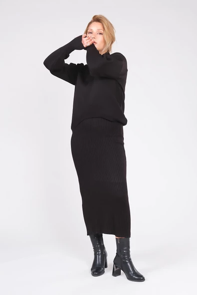 Kadın 2'li Jile Triko Takım Siyah - 3