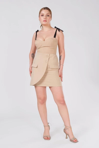 Kadın Bağlamalı Büstiyer Açık Camel - 5