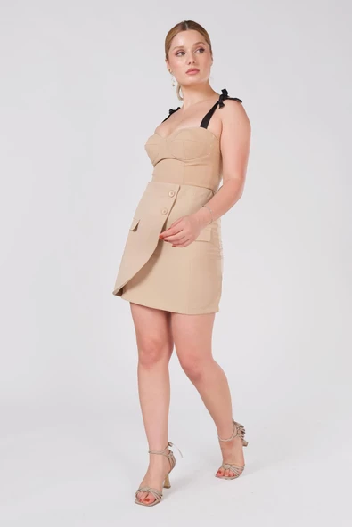 Kadın Bağlamalı Büstiyer Açık Camel - 3
