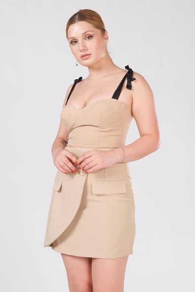 Kadın Bağlamalı Büstiyer Açık Camel - 2