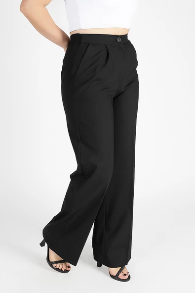 Kadın Bol Paça Pantolon Siyah - 2