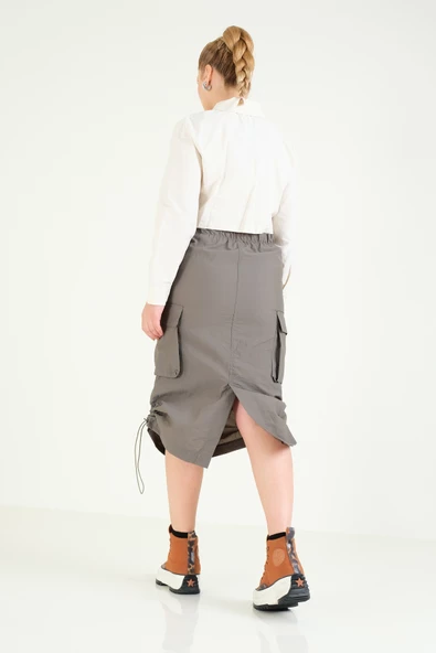 Kadın Paraşüt Crop Mont Taş - 6