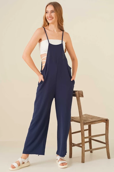 Kadın Askılı Tulum Lacivert - 2