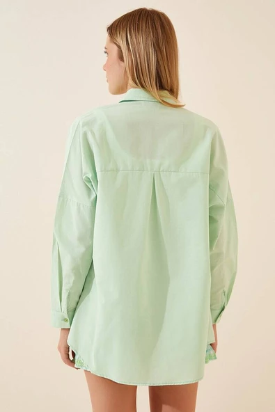 Kadın Oversize Gömlek Mint - Resim 2