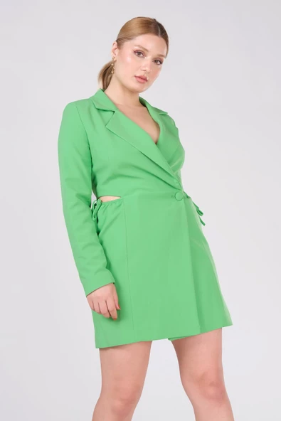 Kadın Yan Pencere Detaylı Ceket Elbise Yeşil - 6