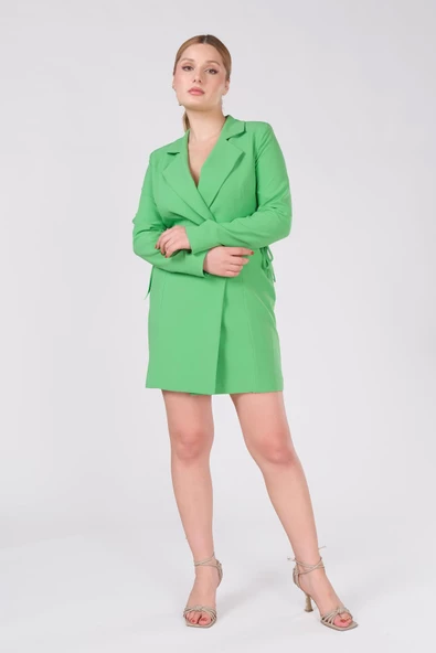 Kadın Yan Pencere Detaylı Ceket Elbise Yeşil - 2