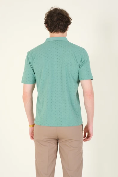 Erkek Desenli Cepli Polo Yaka T-Shirt Mint - 6