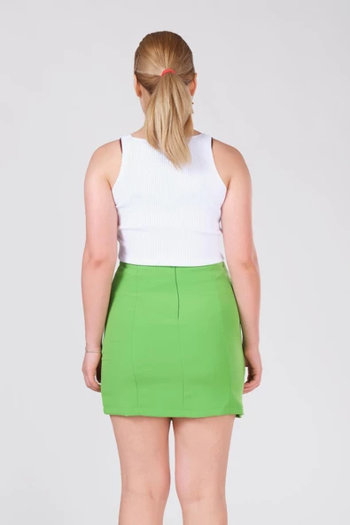 Kadın Cep Detaylı Etek Yeşil - 6