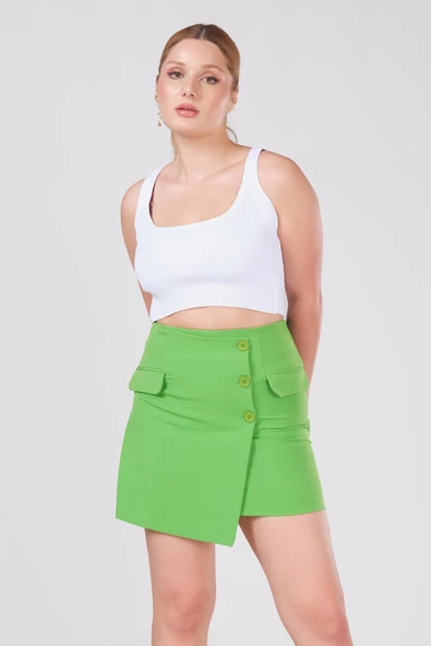 Kadın Cep Detaylı Etek Yeşil - 2