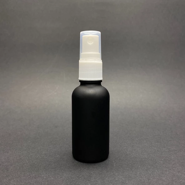 30 Ml Siyah Mat Cam Şişe Beyaz Spreyli ,  30Cc Siyah Spreyli Boş Şişe x 3 Adet - Resim 2