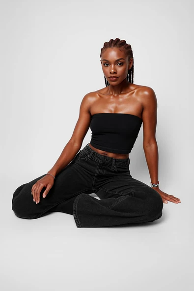 Kadın Yüksek Bel Skater Fit Jean Pantolon ürün görseli 1