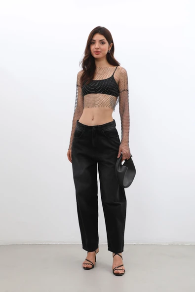 Kadın Yüksek Bel Skater Fit Jean Pantolon - Resim 3