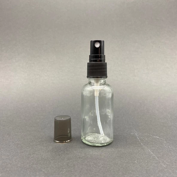30 Ml Şeffaf Cam Şişe Siyah Spreyli ,  30Cc Şeffaf Spreyli Boş Şişe x 6 Adet - Resim 2