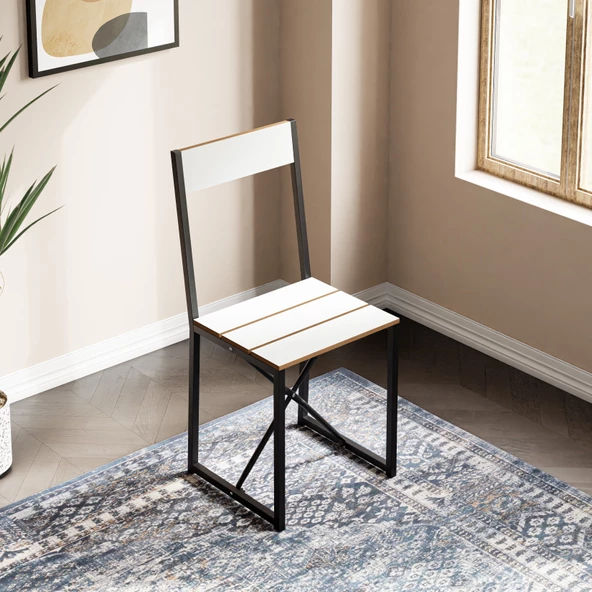 Eportatif Mutfak Sandalyesi Salon Balkon Atlantik Sandalye Beyaz 1418 - 3