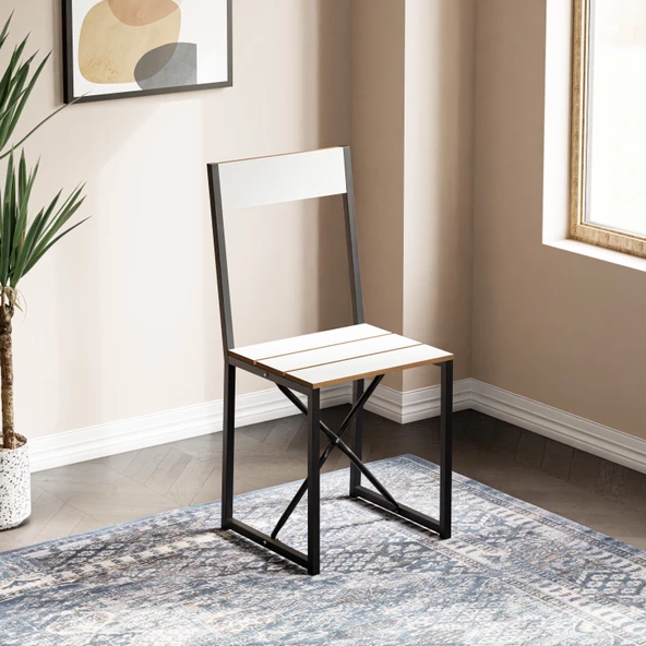 Eportatif Mutfak Sandalyesi Salon Balkon Atlantik Sandalye Beyaz 1418