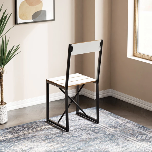 Eportatif Mutfak Sandalyesi Salon Balkon Atlantik Sandalye Beyaz 1418 - 4