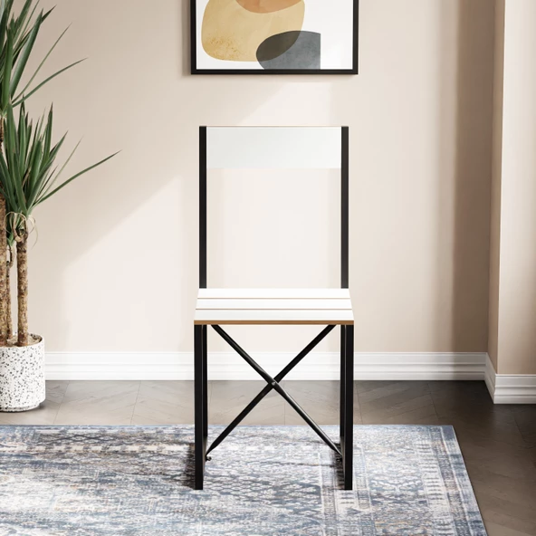 Eportatif Mutfak Sandalyesi Salon Balkon Atlantik Sandalye Beyaz 1418 - 2