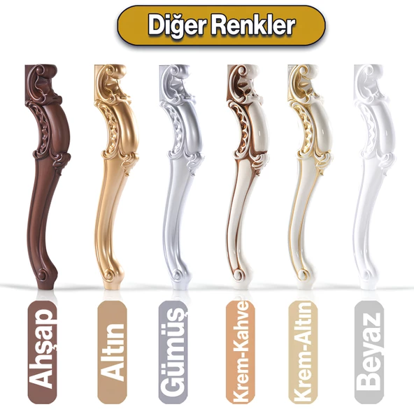 Valenta Masa Dresuar Ayağı 76 cm Plastik Ayak Mutfak Yemek Masası Mobilya Ayakları Gümüş - 6