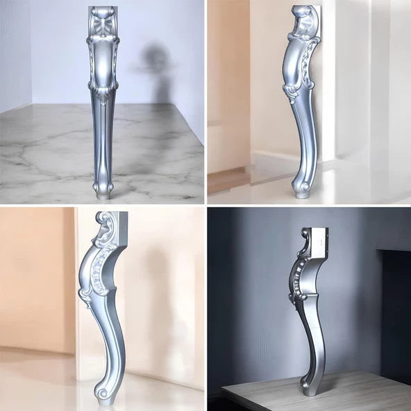 Valenta Masa Dresuar Ayağı 76 cm Plastik Ayak Mutfak Yemek Masası Mobilya Ayakları Gümüş - 8