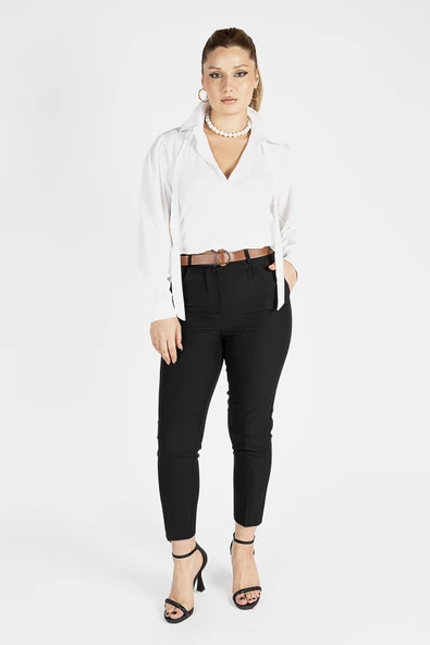 Kadın Bağlamalı Gömlek Ekru - 3