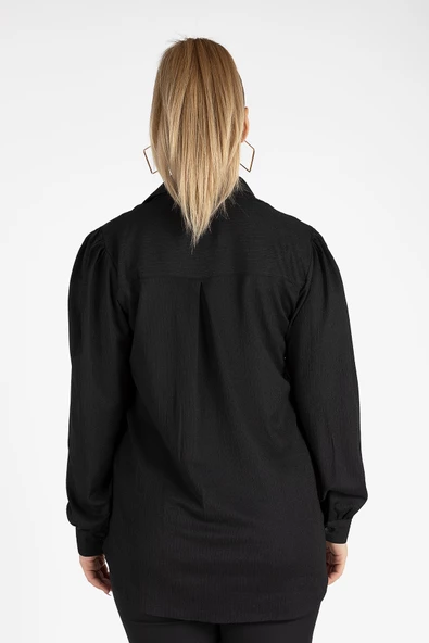 Kadın Bağlamalı Gömlek Siyah - 5