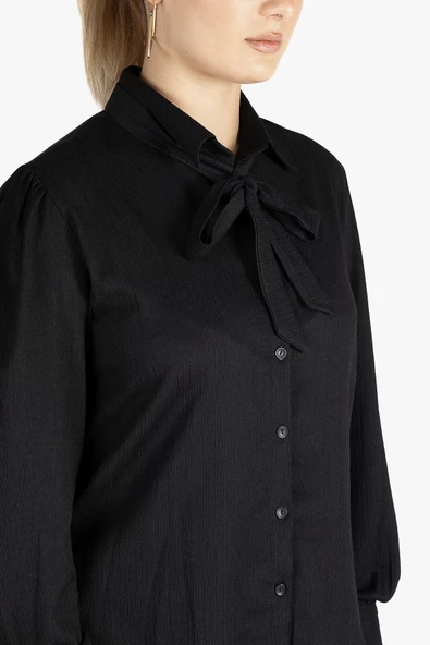 Kadın Bağlamalı Gömlek Siyah - 6