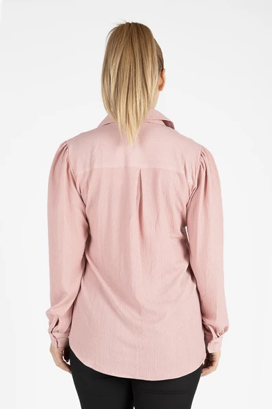 Kadın Bağlamalı Gömlek Gül - 5