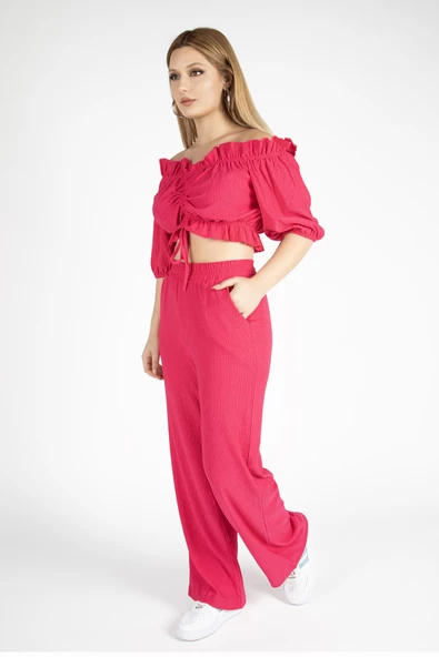Kadın Bürümcük İkili Takım Fuşya - 3